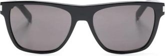 Saint Laurent Zwarte zonnebril met metalen logo detail - Dames - Zonnebrillen - Zwart - ONE Size - Accessoires