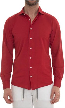Gran Sasso Gestructureerde Polo Shirt met Franse hals - Heren - Casual Overhemden - Rood - M - Katoen - Overhemden