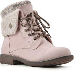 White Mountain Duena Faux Shearling Trimmed Hiking Boot in Pale Pink/Fabric/Fleece at Nordstrom Rack, Size 6.5