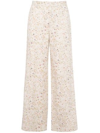 Tela Pantalone Bocciolo Wide-Leg Floral Print Pants