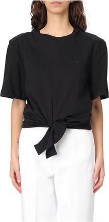 Pinko Tuca Tuca Stijlvol T-shirt - Dames - T-shirts - Zwart - 2XS - Tops