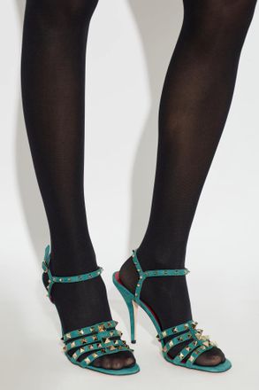 Valentino Garavani Suede Heeled Sandals, Womens, Green