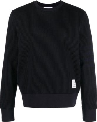 Thom Browne 4-Bar seersucker sweatshirt - men - Cotton - 5 - Blue