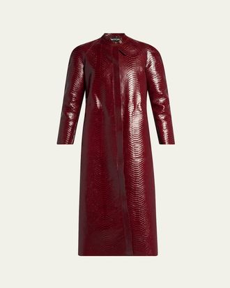 Tom Ford Snake-Embossed Leather Long Coat