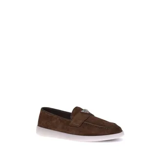Prada Mens Brown Calf Leather Bos Taurus Slip-On Loafers