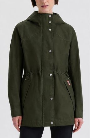 Hunter Adela Water Repellent Cotton Canvas Hooded Jacket in Hunter Green at Nordstrom, Size X-Large