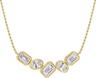 Diamond2Deal 14k Yellow Gold 3.2 Ct Oval & Radiant Cut Lab Grown Diamond Pendant Necklace 18 Chain VVS-VS, E-F