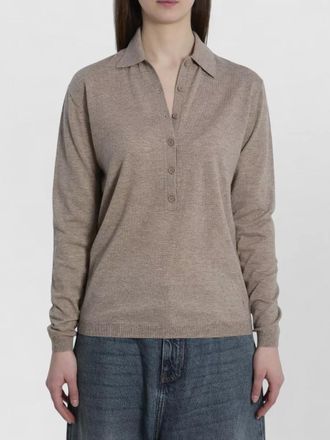 Frankie Shop tala knit long sleeve polo sweater