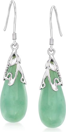 Ross-Simons Jade Teardrop Earrings in Sterling Silver