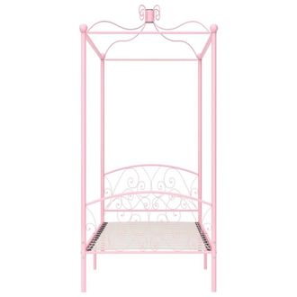 Berkfield Home Elegant Canopy Bed Frame Pink Metal 100x200 cm