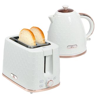 HOMCOM Kettle and Toaster Set 1.7L Fast Boil Kettle & 2 Slice Toaster Set White | TJ Hughes