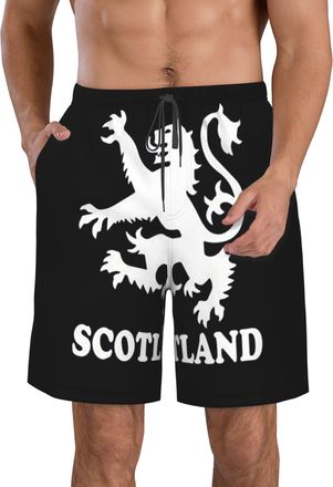 AOOEDM Lion Rampant Scotland Scottish Mens Beach Shorts with Pockets Summer Board Shorts Bathing Suits