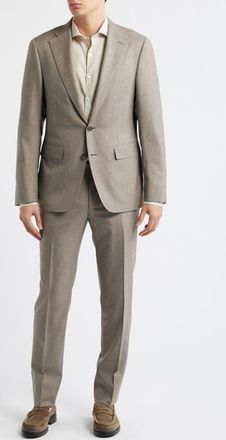 Canali Capri Trim Fit Light Brown M&eacute;lange Super 150s Wool Suit at Nordstrom, Size 44 Us