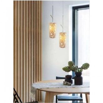 Trade Shop Trade Shop Traesio - Trade Shop - Lampadario A Sospensione E27 Paralume Cilindro In Ceramica Traforata Bianco Lp21