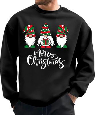 Generic Mens Christmas Jumpers Xmas Novelty Pullover Snowflakes Santa Claus Sweatshirt 3D Printed Snowman Christmas Jumpers for Men Long Sleeve Crew Neck Pull
