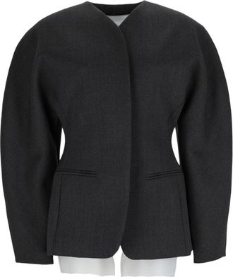 Jacquemus Charcoal Voluminous-Sleeve Viscose-Blend Jacket