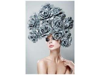 Schubiger M&ouml;bel Digitaldruck auf Glas Sch&ouml;nheit mit Silber Rosenper&uuml;cke