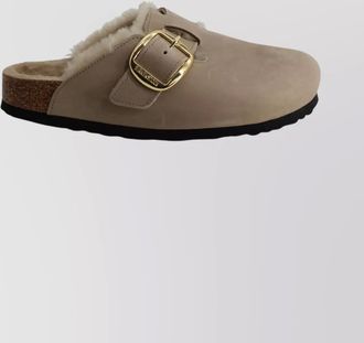 Birkenstock boston big buckle shearling slippers