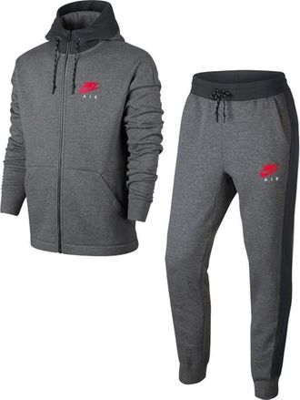 Nike Mens Grey Red Hooded Fleece Tracksuit - Size X-Large