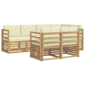 vidaXL Conjunto De Sof&aacute; Seccional Con Coj&iacute;n 7 Pcs Blanco Y Crema Vidaxl