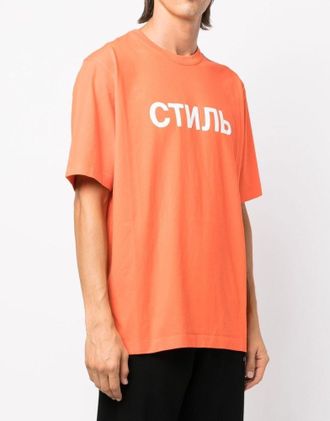 Heron Preston Mens Ctnmb Logo T-Shirt Orange Clothing > Polo & T-Shirts