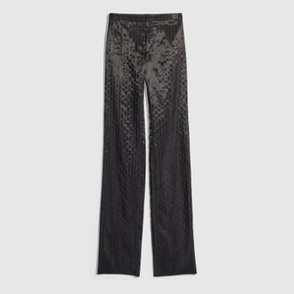 Gucci Pinstripe Wool Silk Pants, Black