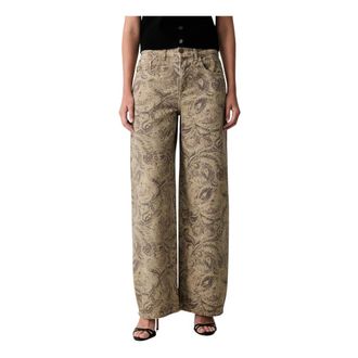 Liu Jo Broeken, Dames, Beige, W30, Katoen, Jeans met Paisley Print