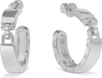 Melinda Maria Ashley Lock Hoop Earrings in Silver-White at Nordstrom