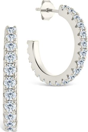 Sterling Forever Eleri Cubic Zirconia Hoop Earrings in Silver at Nordstrom, Size 0.50 In