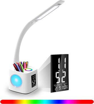 OEM L&aacute;mpara De Escritorio Led Con 3 Niveles De Brillo, Puerto Usb, Pantalla Lcd, Reloj, Despertador, Calendario, Portal&aacute;pices Y Luz Nocturna
