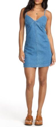 Billabong Indigo Skies Cotton Denim Minidress in Salt Washed at Nordstrom, Size Medium