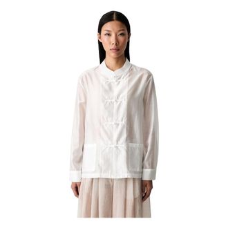 Vicolo Overhemden, Dames, Wit, S, Polyester, Shirt met kikker-sluiting