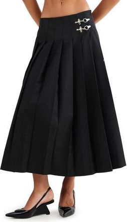 Lioness Fame Pleated Midi Skirt in Onyx at Nordstrom Rack, Size Large