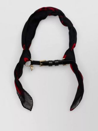 Alexander McQueen skull ring silk scarf belt