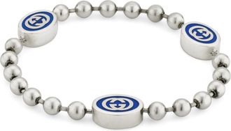 Gucci Armband in sterling zilver en blauwe emaille met Interlocking G details - Dames - Armbanden - Grijs - ONE Size - Accessoires
