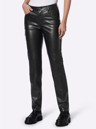 Heine Lederimitathose HEINE, Damen, Gr. 34, Normalgr&ouml;ssen, schwarz, 100% Polyester, unifarben, Hosen Lederimitathose