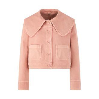 Marc Cain Denim Jacket met Oversized Kraag - Dames - Jassen - Oranje - Maat: XL Denim