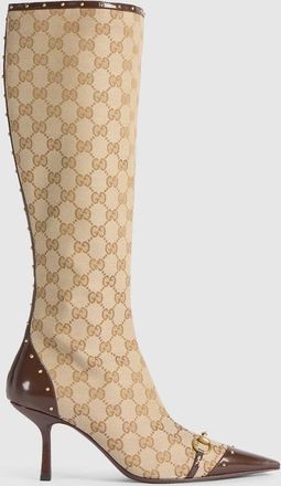 Gucci Womens Savoy Boot, White, GG Canvas