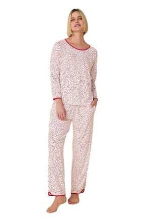 The Cats Pajamas Pima Knit Simple Set Stripes Dots in Confetti Dot Red at Nordstrom, Size X-Large