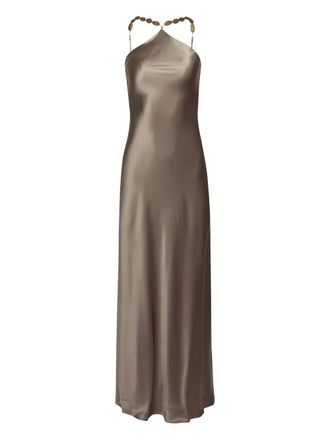 Staud Cadence bead-embellished slip maxi dress - Neutrals