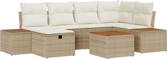 vidaXL Garden Sofa Set 7 pcs Beige 55 x 62 x 69 cm Poly rattan Vidaxl