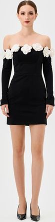 Bariano Danna Long Sleeve Mini in Black/white Flower at Nordstrom, Size 4