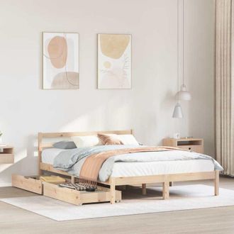 vidaXL Vidaxl - Estructura De Cama Sin Colch&oacute;n Madera De Pino Blanco 150x200 Cm