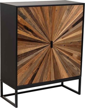 Wanderlust Deco Armario de madera y metal de 2 puertas marron 80x37x101