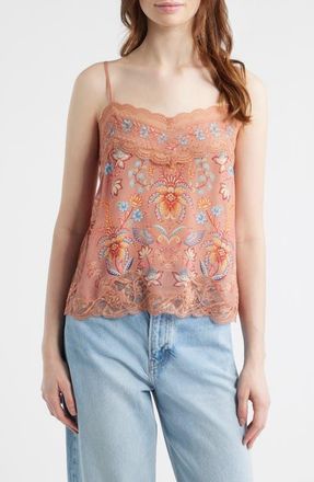 Farm Rio Mocha Ties Lace Camisole in Boho Enchance Mocha at Nordstrom, Size Xx-Small