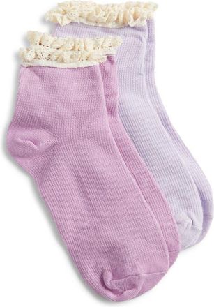 Stems 2-Pack Lace Trim Cotton Blend Socks in Violet Haze at Nordstrom