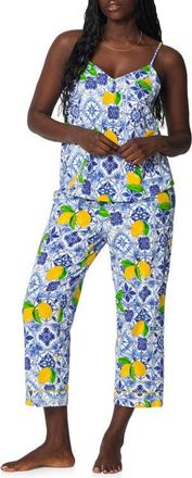 Bedhead Pajamas Print Crop Pajamas in Azure Summer at Nordstrom, Size X-Small