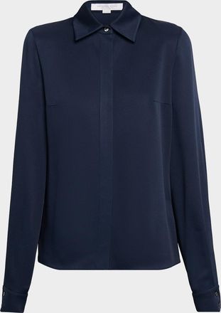 Michael Kors Split-Sleeve Satin Shirt