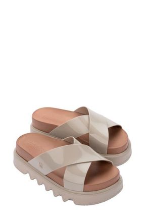 Melissa Cozy Cross Platform Slide Sandal in Beige/Brown at Nordstrom, Size 10