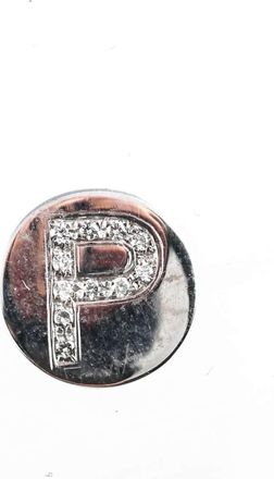 Spallanzani Sterling Silver Diamond Initial P Letter Magnetic Round Charm